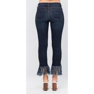 Lit2 Vintage Frayed Boho Fringed Hem Skinny Cropped Jeans Size 27 Design In USA